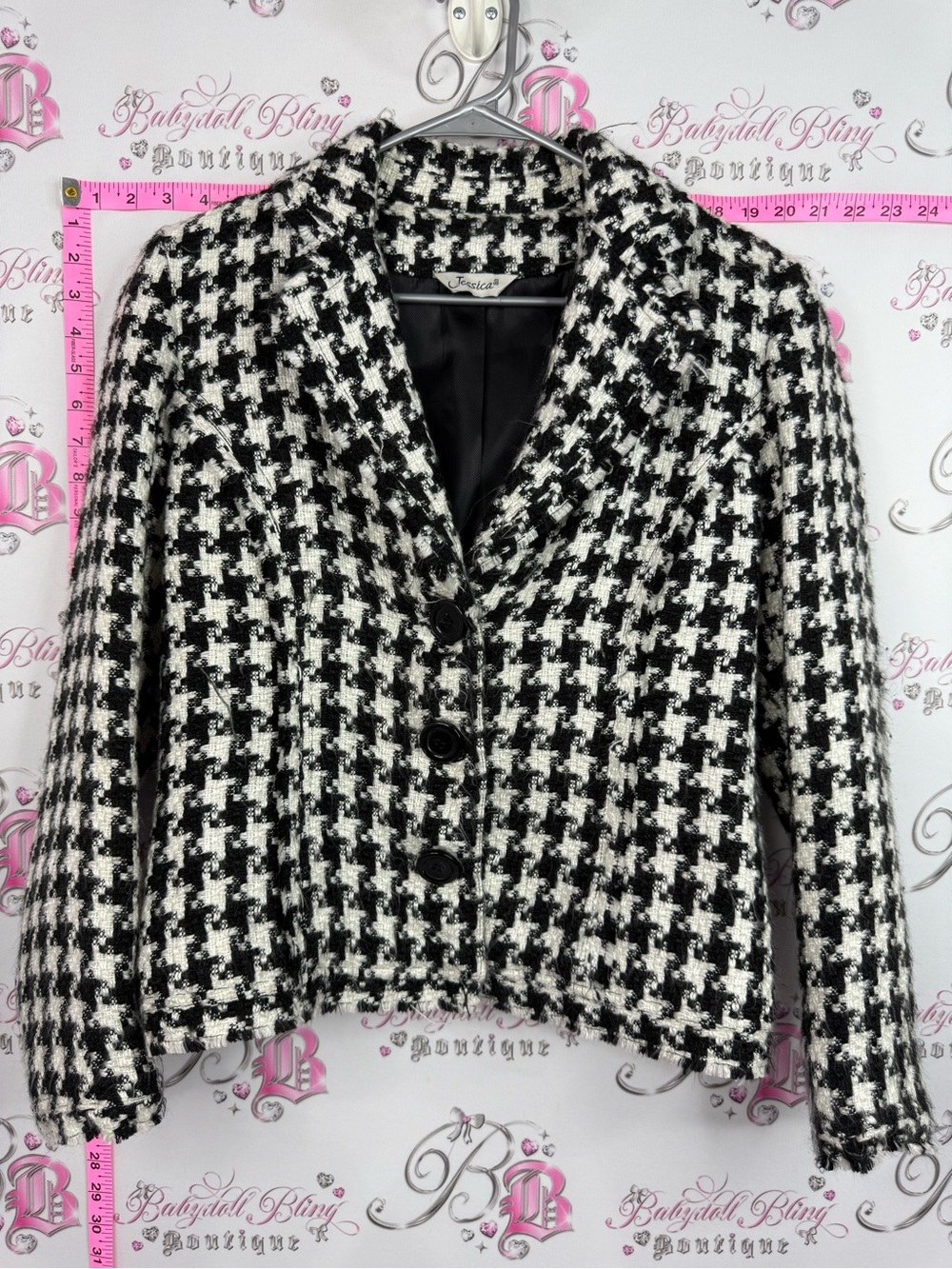 Jessica blazer button up y2k Black & White Houndstooth Blazer